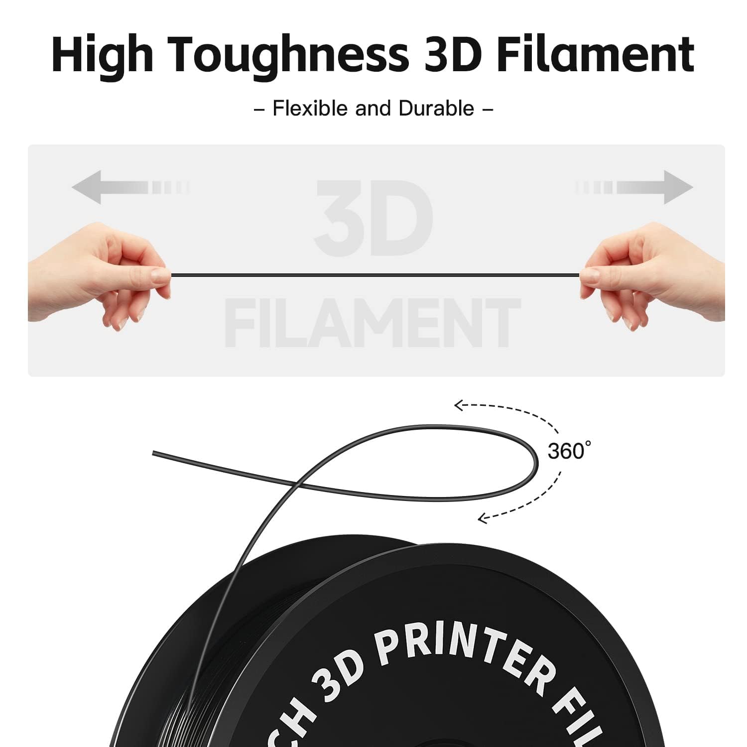GEEETECH Filamento PLA 1.75mm 10kg, Precisión Dimensional +/- 0,02 mm,1 kg por Carrete (10*Negro)
