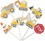 ALISSAR 35-Pack Construction Cupcake Toppers Picks, Dump Truck Excavator Tractor Party Cake Toppers for Kids Birthday Baby Shower Party Decorations Supplies.