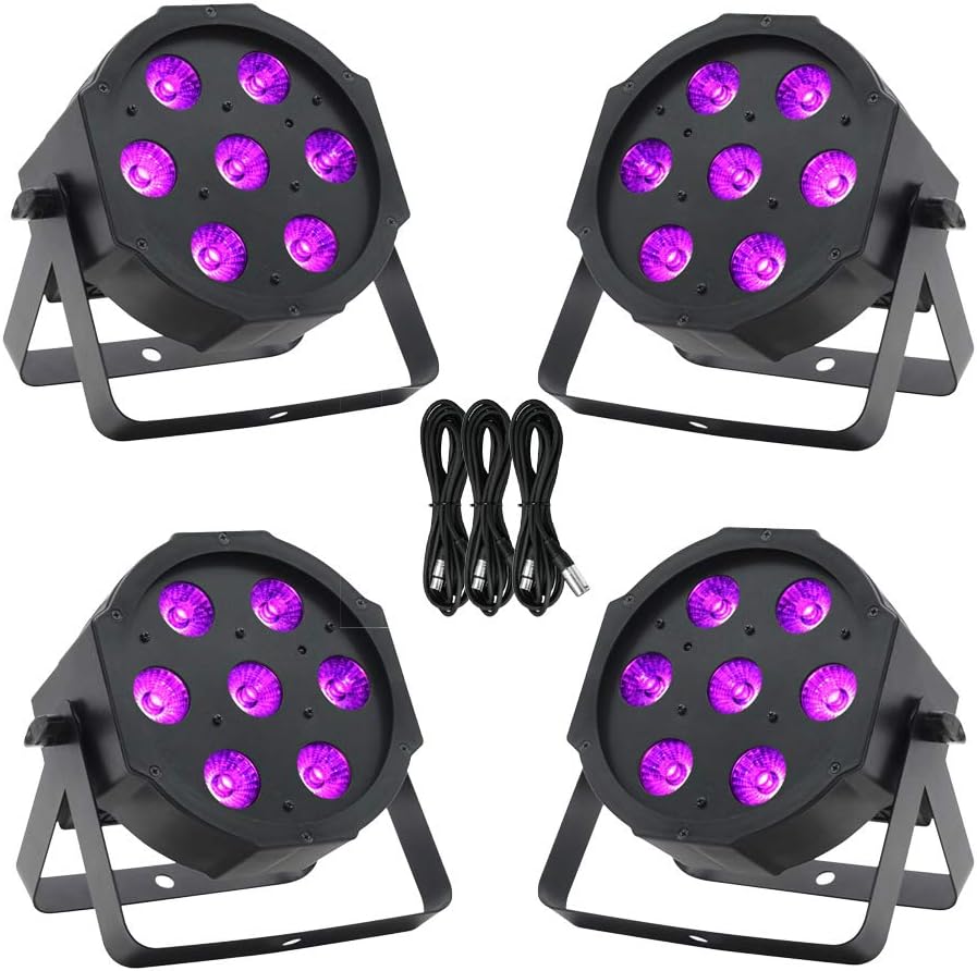 4x Equinox MaxiPar Quad LED Par Can Uplighter DMX DJ Lighting RGBW Bundle