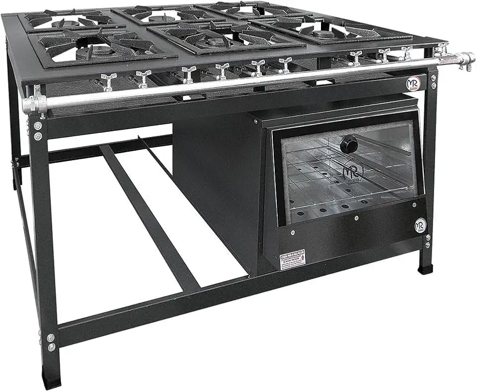 Fogão Industrial 6 Bocas 3 Duplas Baixa Pressão MR Fogões com Forno P8 Luxo
