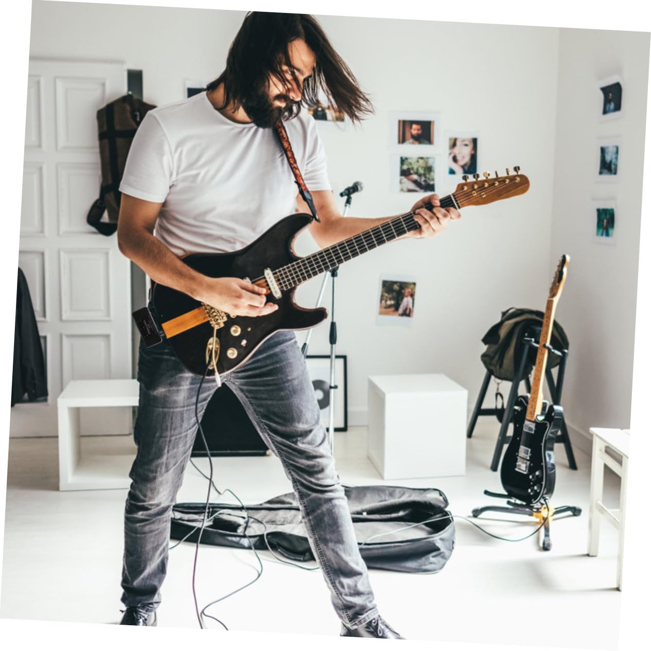 ibasenice 2sätze Miniatur Gitarrenverstärker Tragbarer Bass-Gitarren Kopfhörer Für Gitarre Ukulele Bass Universelles Design Leicht Und Platzsparend Für Anfänger Und Unterwegs