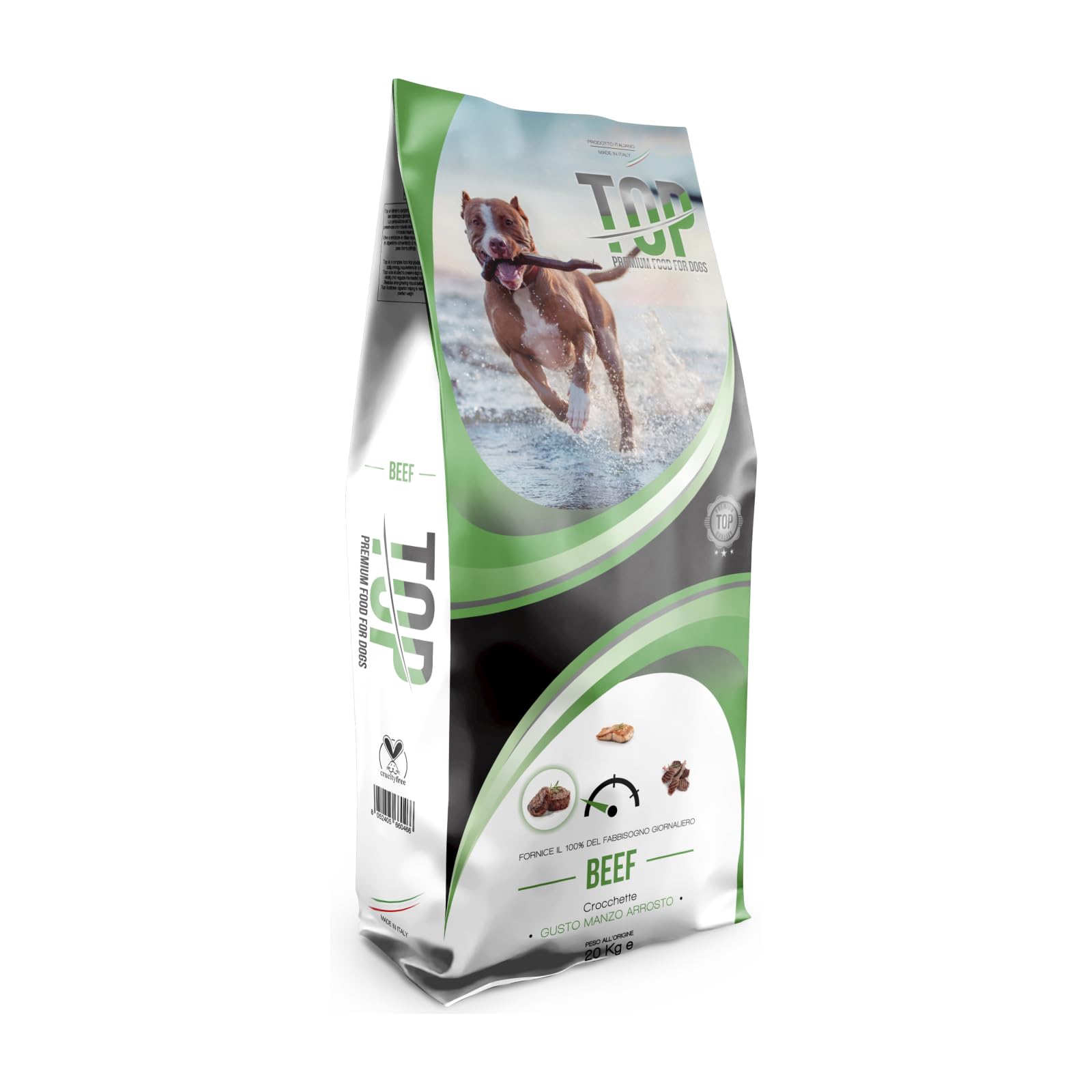 Top Beef – Sabor carne de vacuno, alimento seco apto para el mantenimiento de perros adultos de talla media/grande – 20 kg