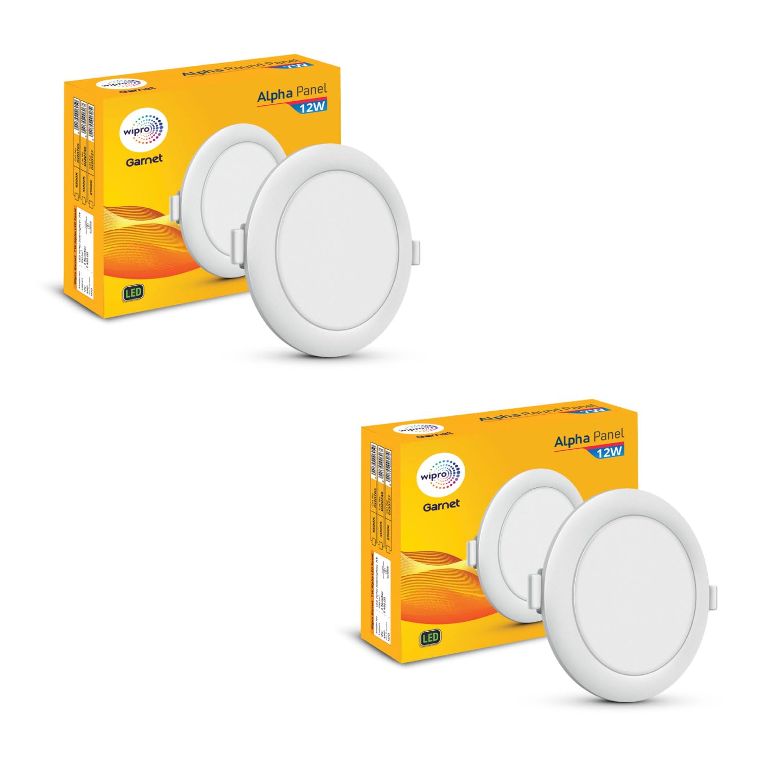 wipro Garnet 12W Round LED Alpha Panel | Cool White Light (6500K) | Recessed Down Light for False Ceiling | Cutout - 110mm | Pack of 2