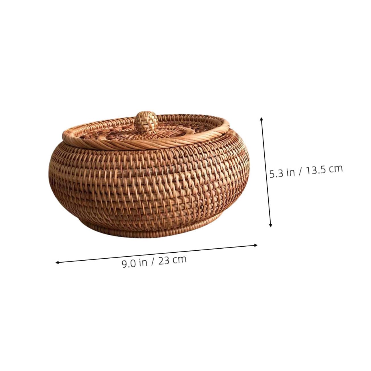 Contenitore per Snack in Rattan Sintetico Handmade Coperchio, Cesto Multiuso per Frutta e Dolci, Adatto per Studio e Regalo di Compleanno