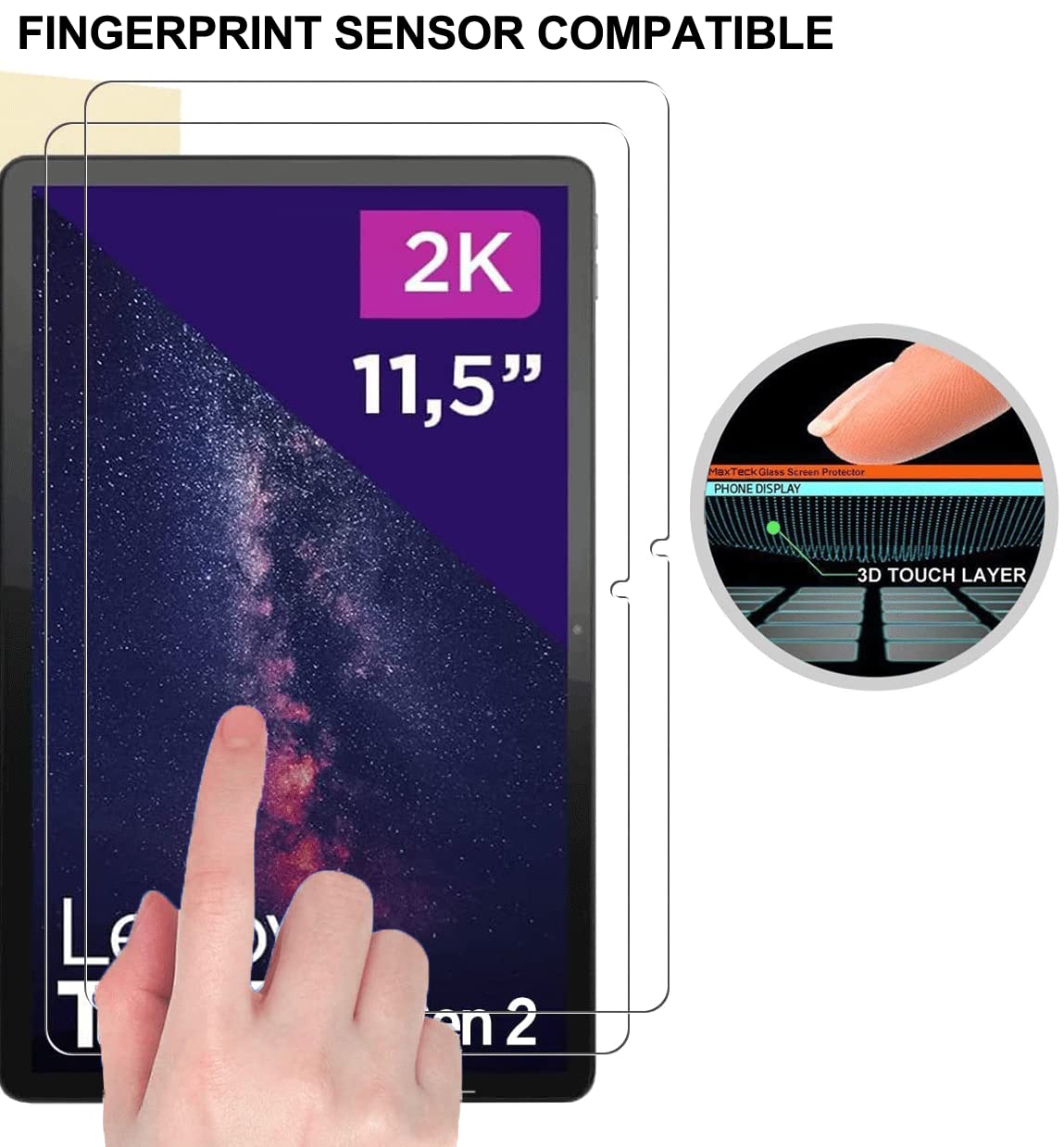 Alenbowen Pellicola salvaschermo per Xiaomi Redmi pad SE 11(2023),Pellicola per display in vetro, durezza 9H, antigraffio, anti-bolle, bordo tondo 2.5D [3 pezzi