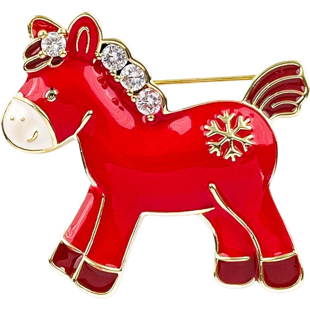 Caeanhi Rhinestone Little Horse Brooch Alloy Sparkle Horse Brooch Pin Vintage Lucky Success Jewelry Brooch for Women