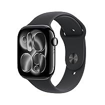 Apple Watch Series 11 GPS, Cassa 46 mm in alluminio Jet Black con Cinturino Sport nero – M, L