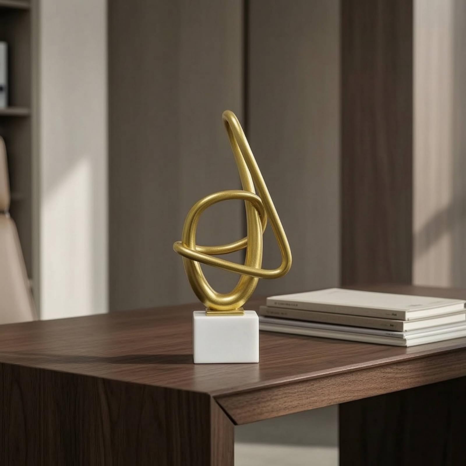 Baoblaze Escultura Moderna Decoración Estatua Adorno Figura con Forma de Bucle Entretejido en Resina sobre Pedestal Aportando Elegancia Adecuada para Recibidores Salones Despachos Hoteles