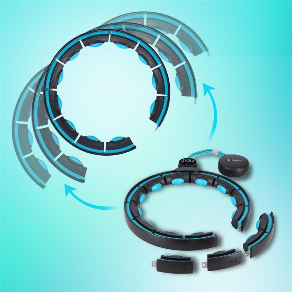 HMS HHM17 Smart Hula Hoop mit Gewicht & Digitalem Zähler – Verstellbarer Fitness Reifen 71–106 cm Taille, Magnetische Massagepunkte, USB-C Display, Schwerkraftball, Home Workout
