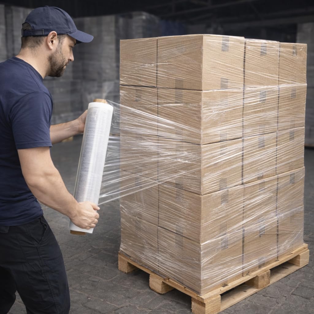 Stretchfolie Strechfolienrolle Transparent - 12 Rollen - 150 m/25cm - 23 µm - Handwickelfolie für Paletten & Versand - Folien Für Umzug - Wickelfolie - 150% Dehnbar - Umzugsfolie
