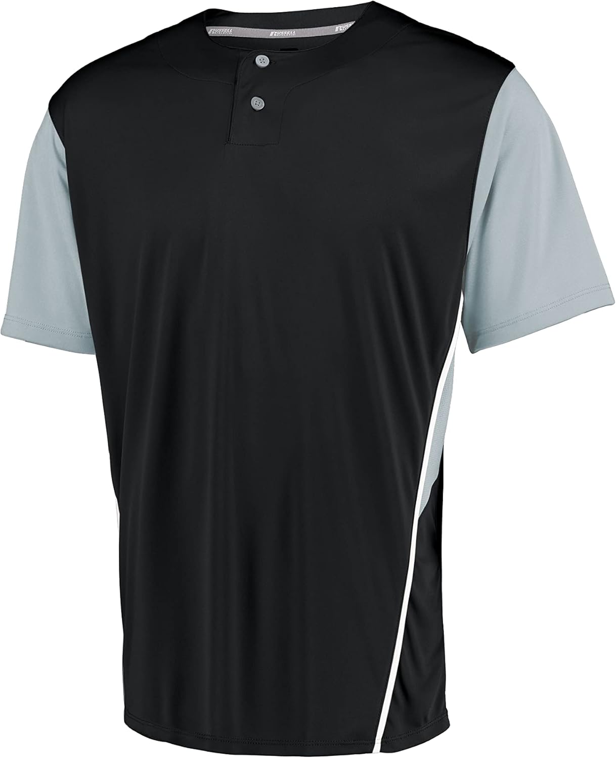 Russell Athletic Men's Adult Performance Two-Button Color Block Baseball Jersey: Step Up Your Game with Comfort and Style!