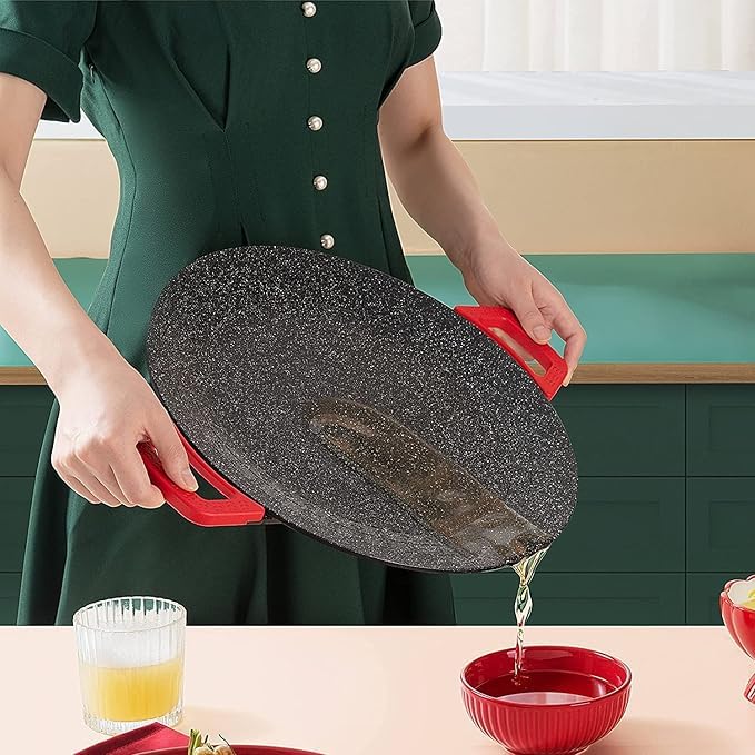 Image of Portable Large Electric Pan for Cooking | 36x36 cm | Ideal as Electric Dosa Tawa, frying pan, Pancake Maker | Temperature Control | Black