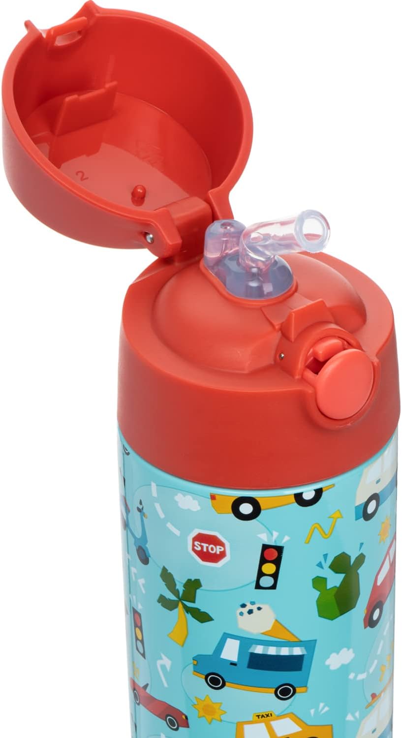 Snug Insulated Kids Water Bottle with Straw & Spout – Double-Wall Stainless Steel, Leakproof, Easy-Flip Lid – For School, Travel, Toddlers & Big Kids - Cars, 12oz - Image 5