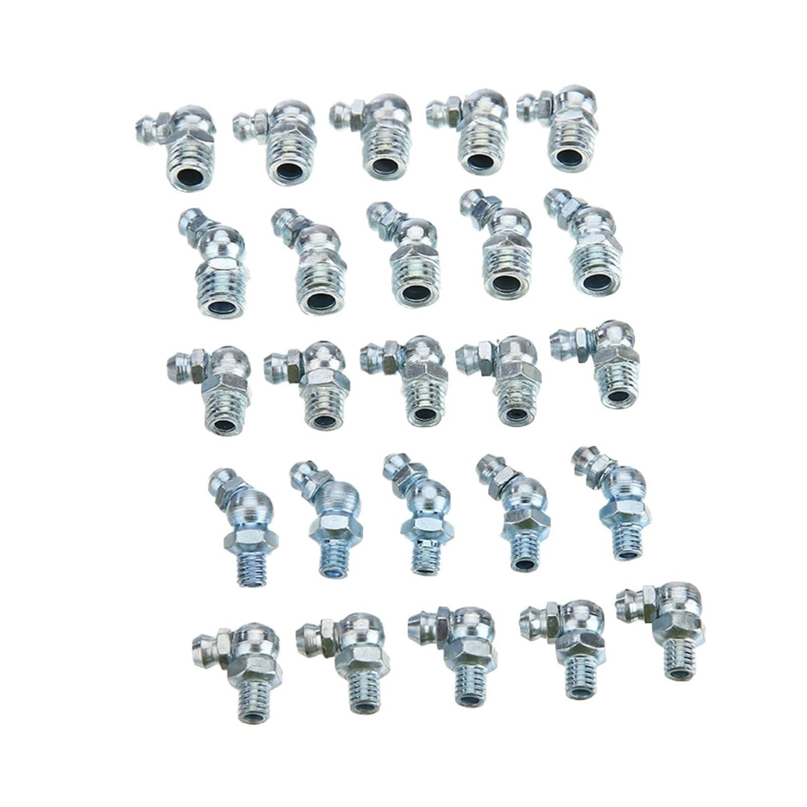 MTADSBKFP Brass Grease Nipple Assortment Kit, Grease Zerk Nipples 110pcs M6 M8 M10 Silver Conical Straight Angled Kit