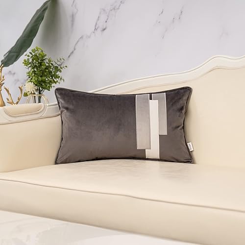 Miniatura 8 de Yangest Funda de almohada decorativa de terciopelo gris oscuro, funda de cojín moderna de 18 x 18 pulgadas para sofá, dormitorio, sala de estar,