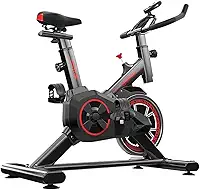 Bicicleta Ergométrica Spinning Profissional, Silenciosa, Estrutura em Aço, Preto e Vermelho