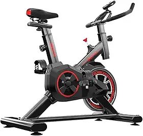 Bicicleta Ergométrica Spinning Profissional, Silenciosa, Estrutura em Aço, Preto e Vermelho