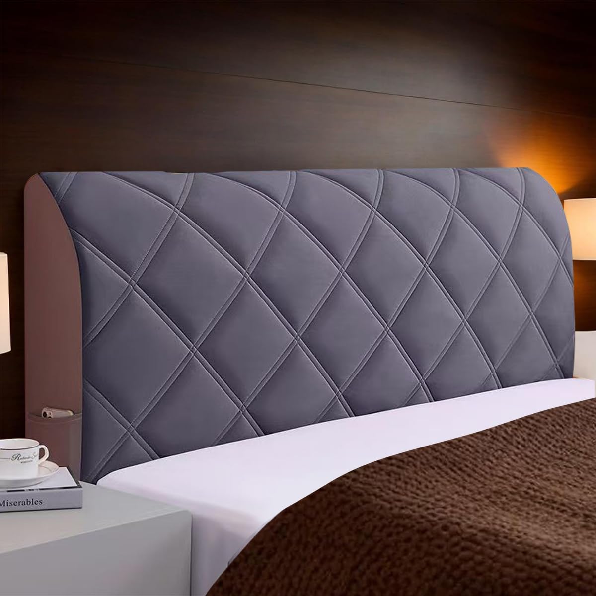 Tlmqyxze Dark Grey Stretch Bed Headboard Cover Solid Color Headboard Slipcover Padded Headboard Cover Headboard Covers Removable Bed Head Cover For Twin Queen Full California King Size Beds(,160X65cm)