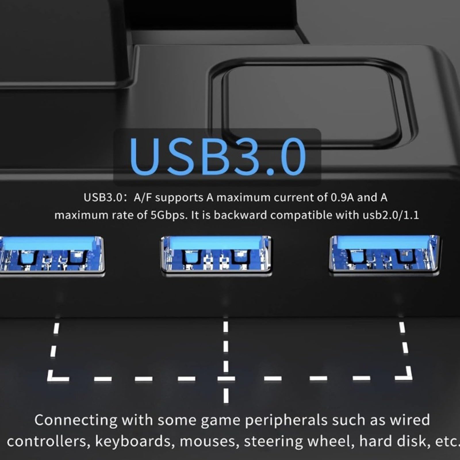 Docking station Gigabit Ethernet 4K60 per Steam Deck e per ROG, Hub di ricarica rapida con design ABS compatto 15x75x4cm per una configurazione di gioco coinvolgente nera