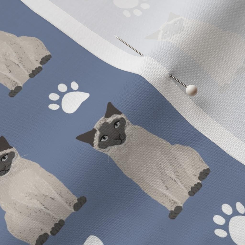 Spoonflower Fabric - Siamese Cat Blue Cute Cats Kitten Kitty Paws Pets Ladies Head Lady Pet Printed on Petal Signature Cotton Fabric by The Yard - Sewing Quilting Apparel Crafts Decor