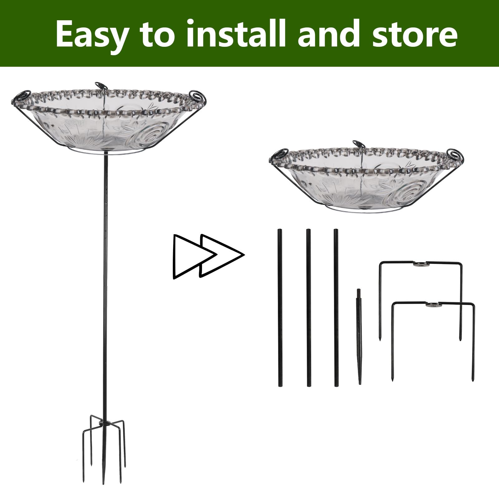 Mangiatoia da giardino solare con contenitore trasparente Costruzione resistente alla corrosione Installazione a senza sforzo Mangiatoia per uccelli in plastica resistente