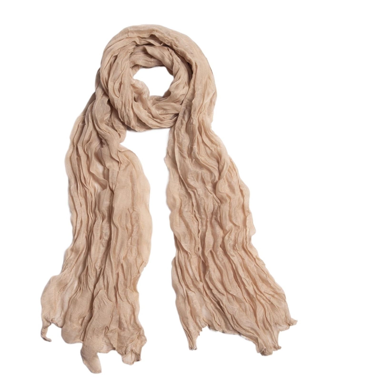 Sciarpa in Cotone e Lino Sciarpa scialle vintage plissettata in lino di cotone da donna avvolgente lunga pieghevole viaggio estiva spiaggia leggera unisex