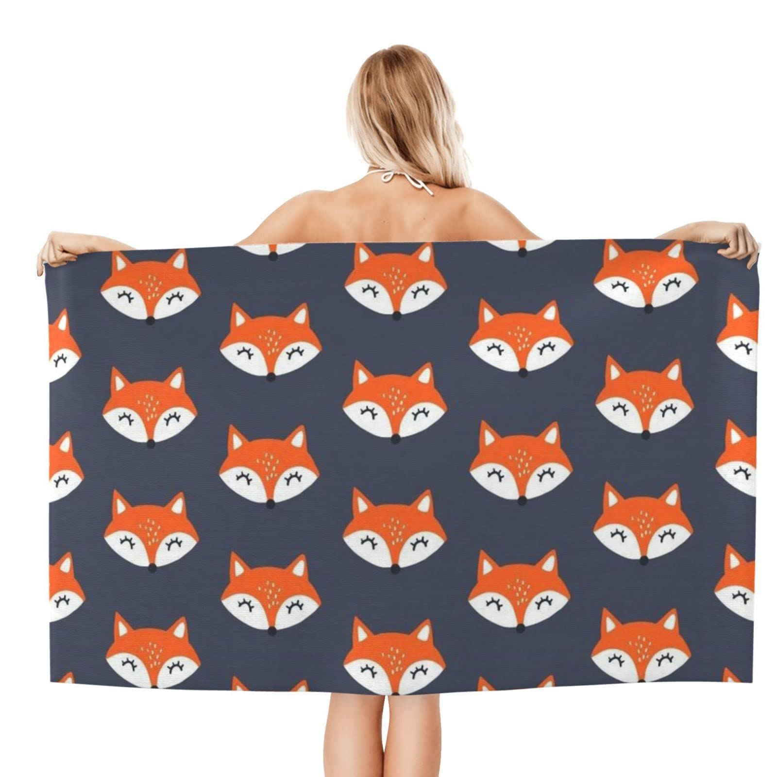 AFHYZY Fox Microfiber Beach Towels for Adults Sand Free Travel Towel Large Fast Drying Lightweight Oversized Bath Towels Absorbent Gym Shower Towels1