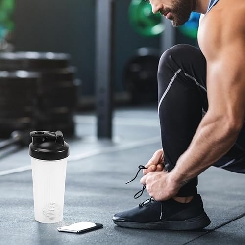 Miniatura 7 de Botella agitadora de 20 onzas, a prueba de fugas, para batidos de proteínas, botella agitadora para preentrenamiento y viajes, sin BPA y proteína
