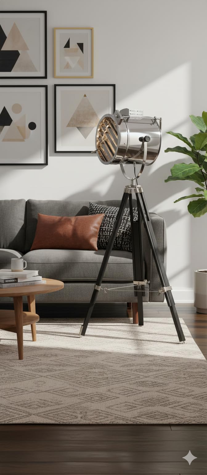 NauticalMart Hollywood Studio Search Light with Tripod Floor Lamp