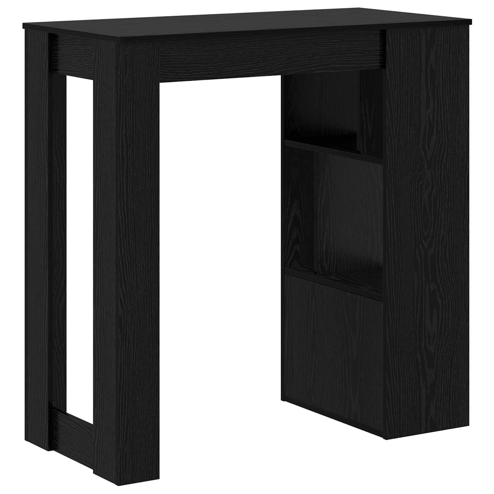 Stolik barowy o wyglądzie dębu, materiał drewnopochodny, 102 x 50 x 103,5 cm, prostokątny, z 3 półkami, do jadalni, kuchni, dla gości, posiłku, zajmuje mało miejsca