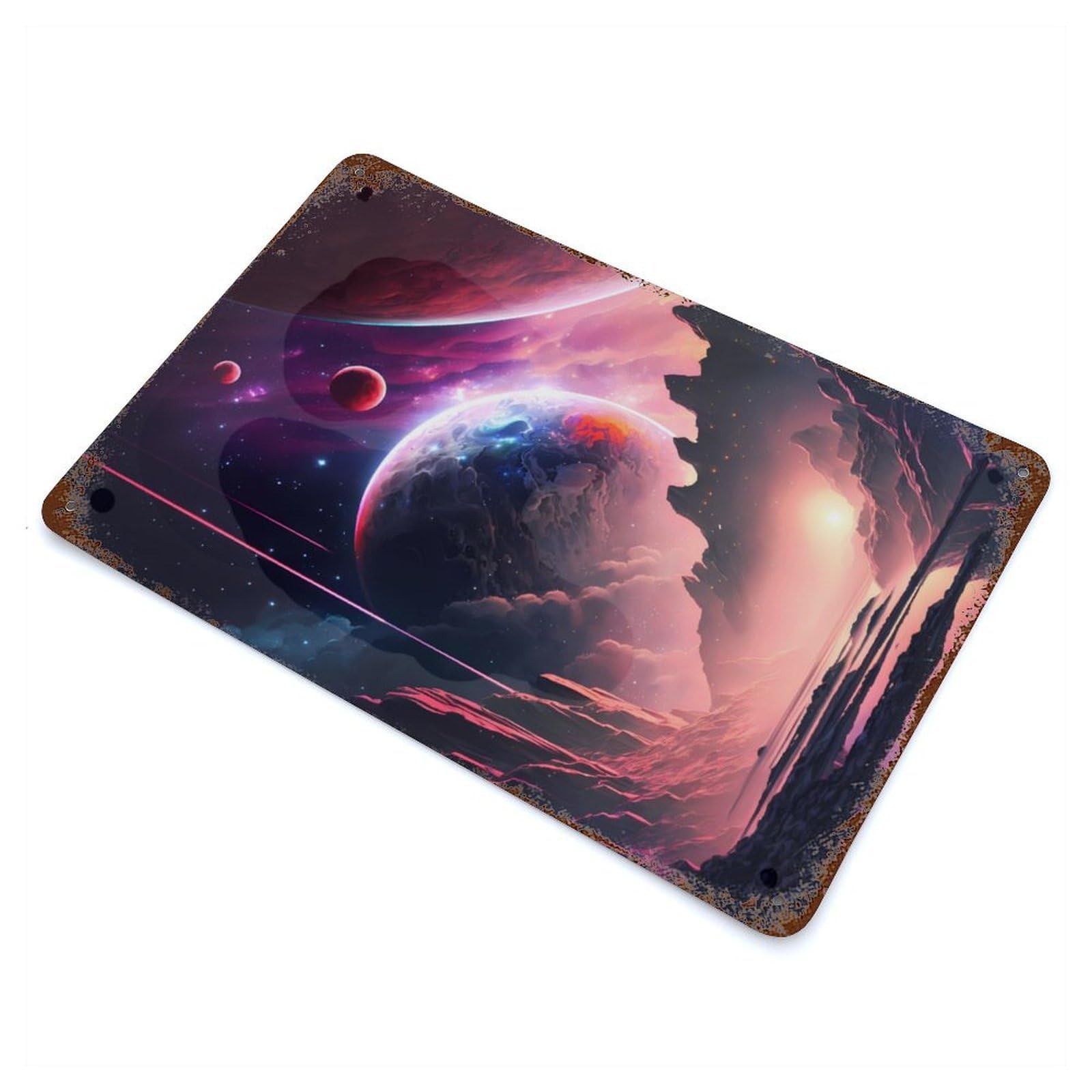 Celestial Symphony Distressed Metal Wall Sign 11.8"x7.9", Industrial Home Decor for Garage, Pub Or Kitchen