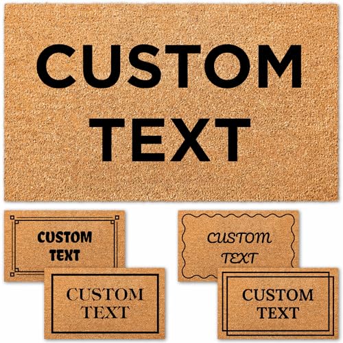 Personalized Door Mat Custom Coir Doormat Customize with Text Front Door Mat Indoor/Outdoor Housewarming Heavy Duty Slip Resistant Backing Natural Coir Material