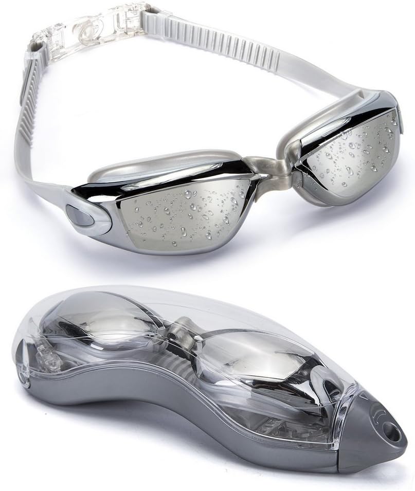 Swim Goggles No Leaking Silicone with Protection Case Adjustable for Men Women Youth Kids Unisex Triathlon Swim Glasses - UV Protection Anti Shatter Clear Vision Anti Fog Lenses