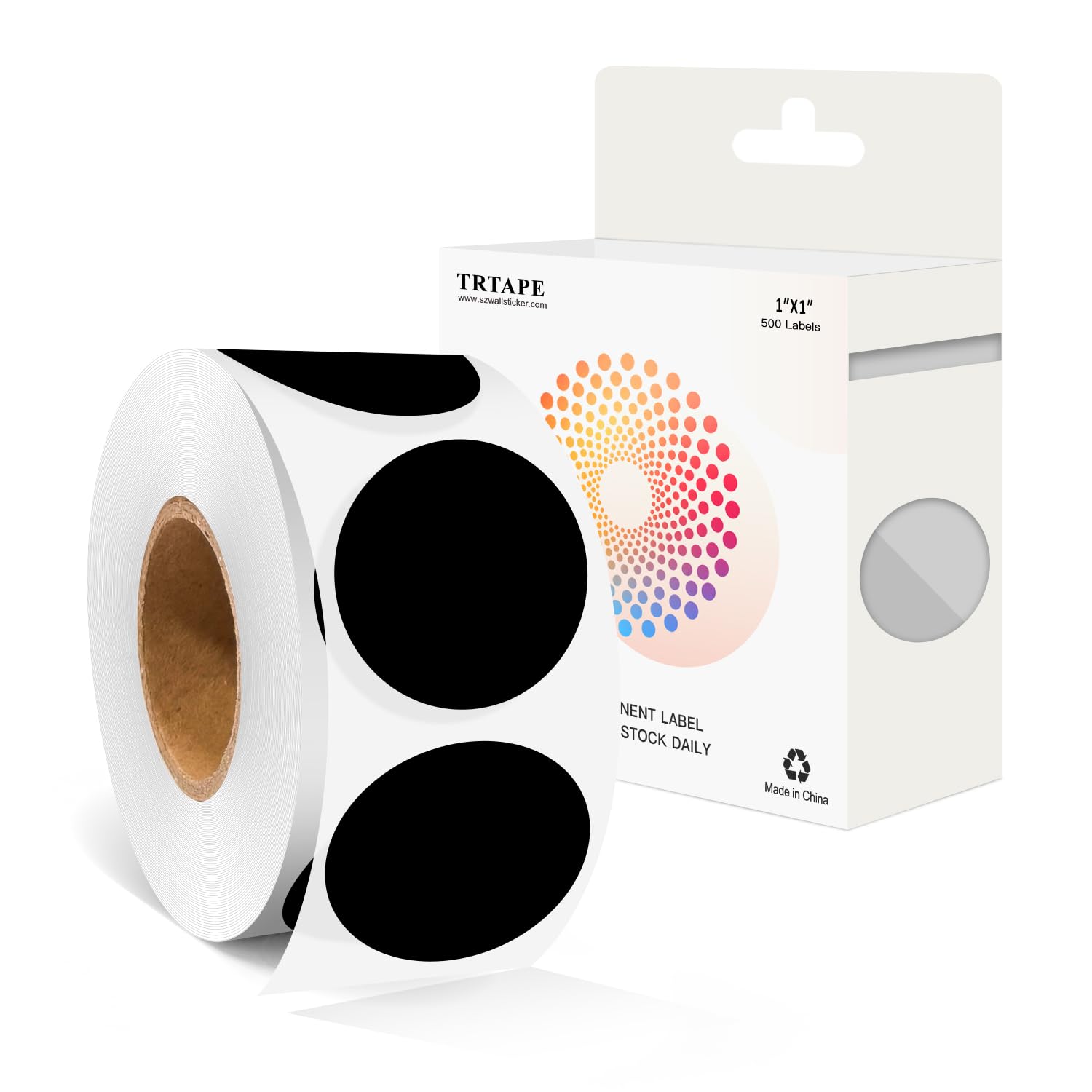 Photo 1 of 1 Inch Color Coding Labels - Round Color Code Dot Stickers, 500 PCS Circle Labels for Organization, Inventory, Filing System, Easy Write Surface (Black)