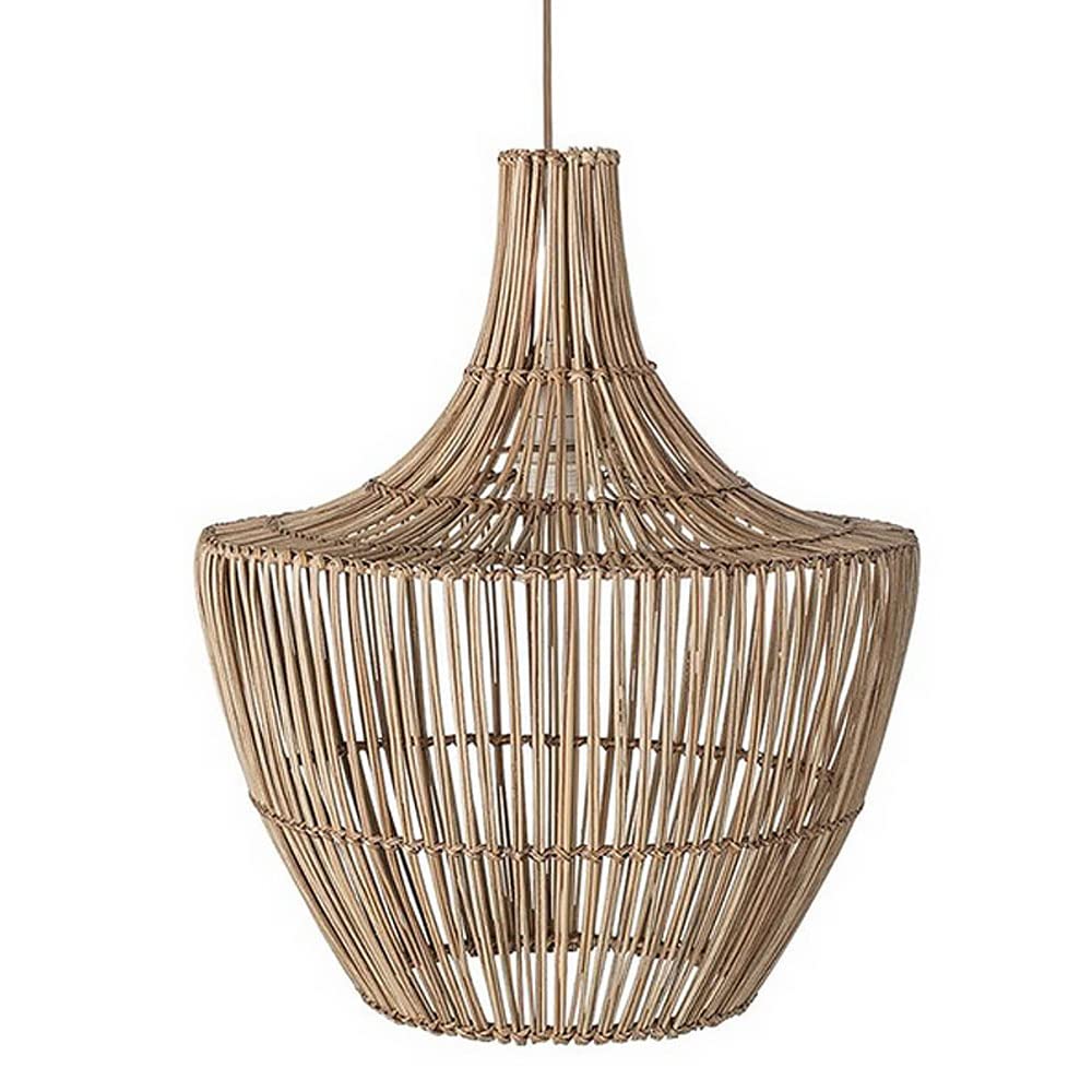 OZBMA Woven Rattan Chandelier Unique Weave Pendant Light Retro Solitary Wind Fixture Art Decorate Illumination Lamps Japanese Zen Hanging Lamp Rustic Natural for Bedroom (size_name A)