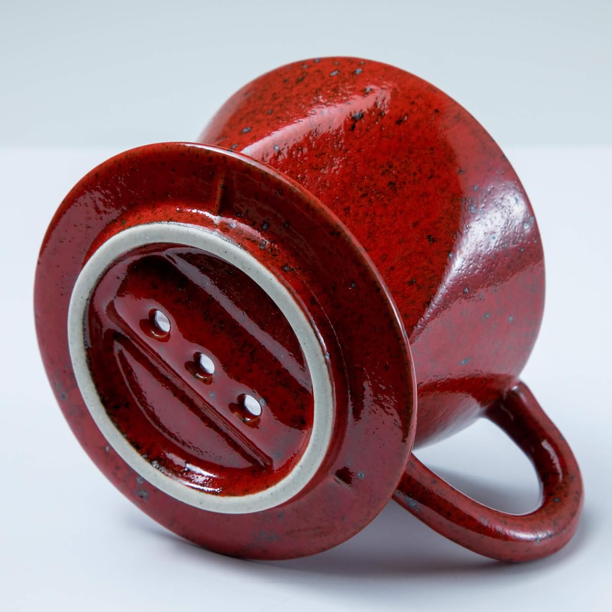 Asayu Japan Keramik Kaffeeaufguss-Set Chrom Rot Papierfilterhalterung Dripper 3 Löcher Kaffee Tee