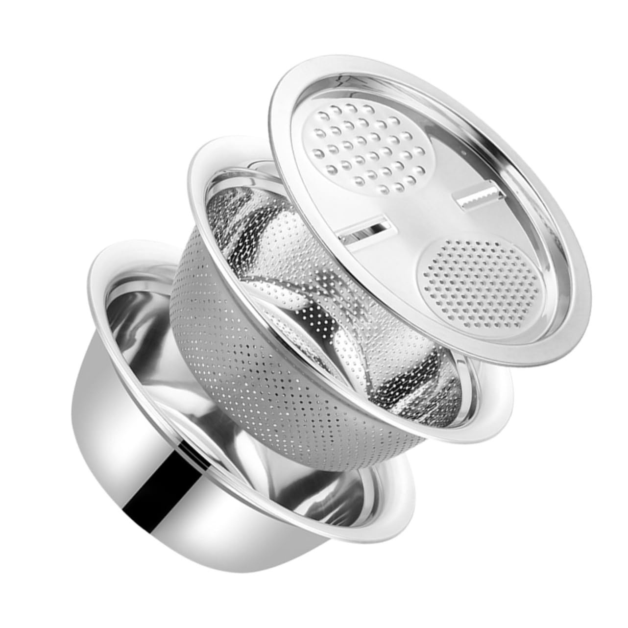 ABOOFAN Rallador y Cortador de Verduras de Cocina de Pelador y Rebanador para Lavabo y Preparar Ensaladas Cuenco de Acero Inoxidable