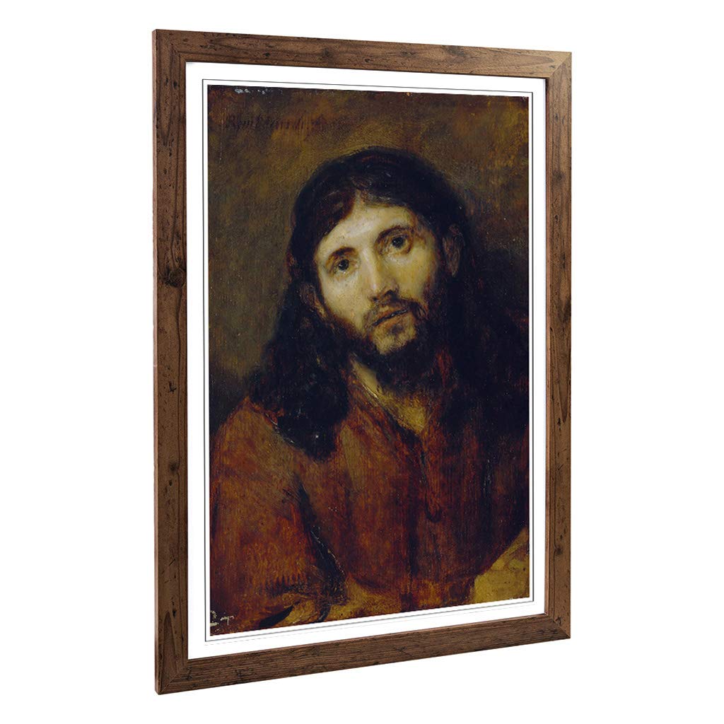 Big Box Art Framed Print of Rembrandt Christ Design | Wall Art Picture | Home Decor for Kitchen, Living, Dining Room, Lounge, Bedroom, Hallway, Office, Walnut, A2 / 24.5x18 Inch / 62x45cm