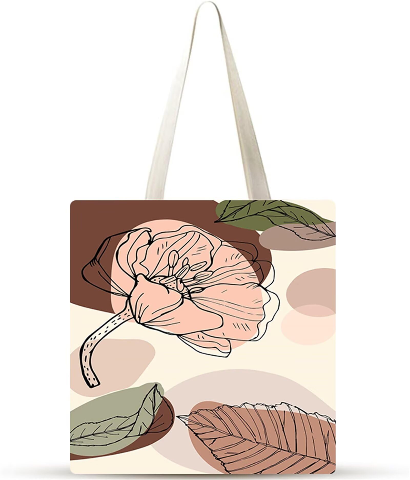 Fiori astratti e foglie Borsa Tela,Tote Bag Tela,Borse per la Shopper Lavabili,Senza cerniera Borsa Tela,Canvas Tote Bag da Donna Regali per Shopping,Scuola,Viaggi,Spiaggia