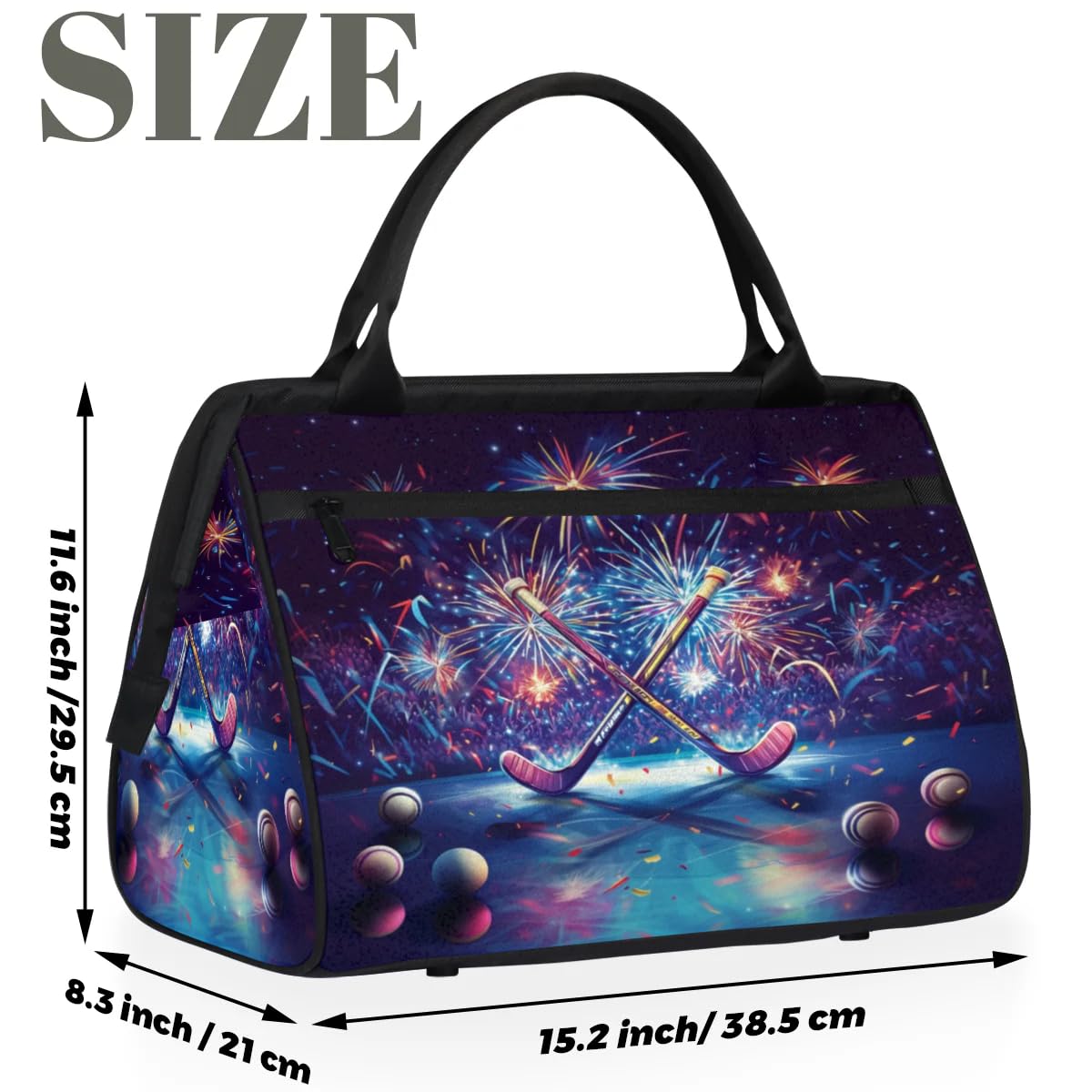 Sac de sport de hockey pour femmes, hommes, enfants, garçons et filles, sac de week-end, sac fourre-tout de 24 L, sac fourre-tout pour sport, gym, yoga, couleur, Big, Organiseur de sac