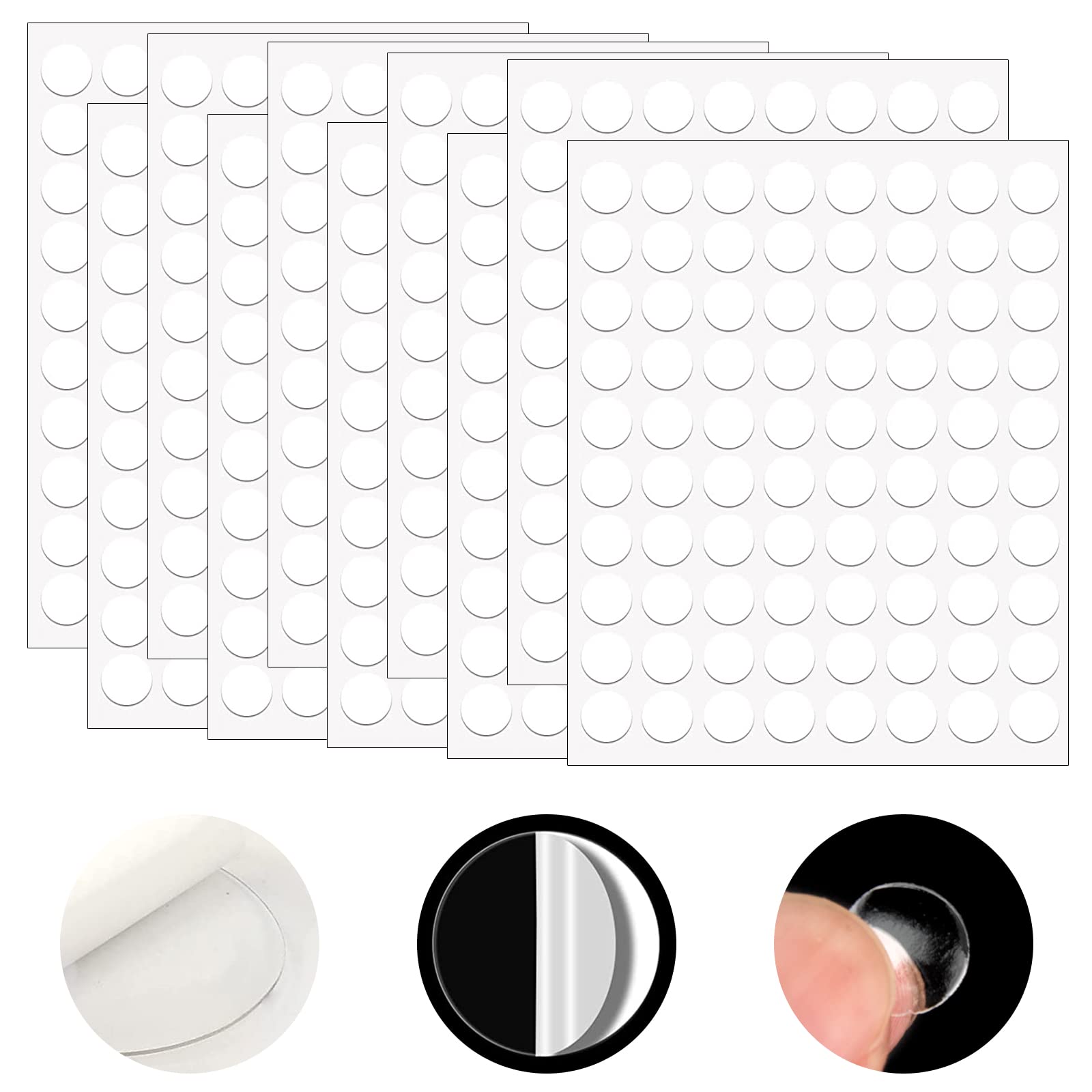 OPUHOHR 700 Pcs Double-Sided Adhesive Dots, 10mm Double Sided Sticky Dots Stickers, Round Acrylic No Traces Strong Adhesive Sticker Waterproof Dot Sticker for Craft DIY Art Office Supply