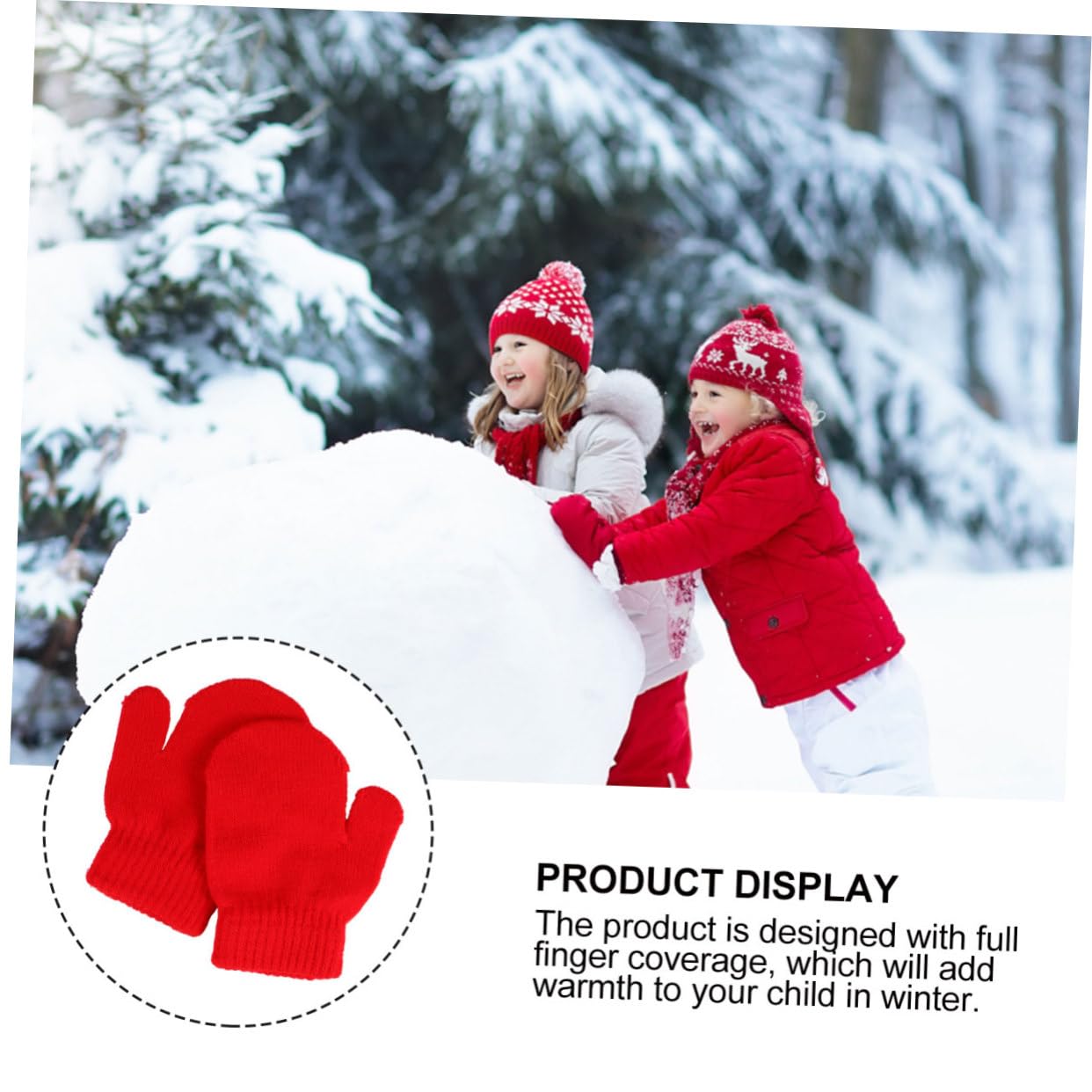 12 Manoplas de Punto para Guantes de Invierno Cálidos de Acrílico Diseño Monocromático y Elástico para Piel Sensible Infantil