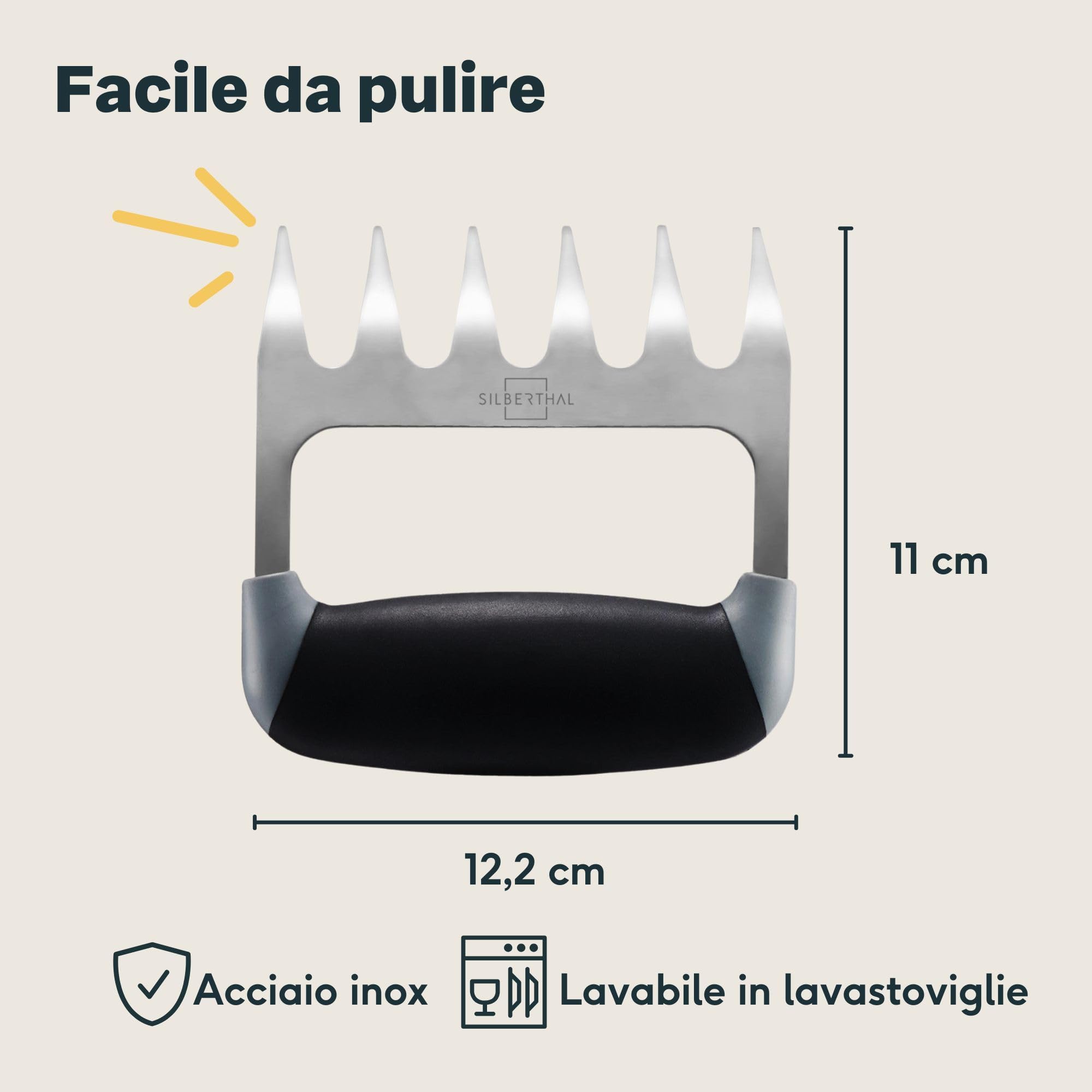 SILBERTHAL Pulled pork artigli per carne – Set artigli pulled pork – Forchettoni da carne BBQ – Barbecue artigli – Acciaio inox