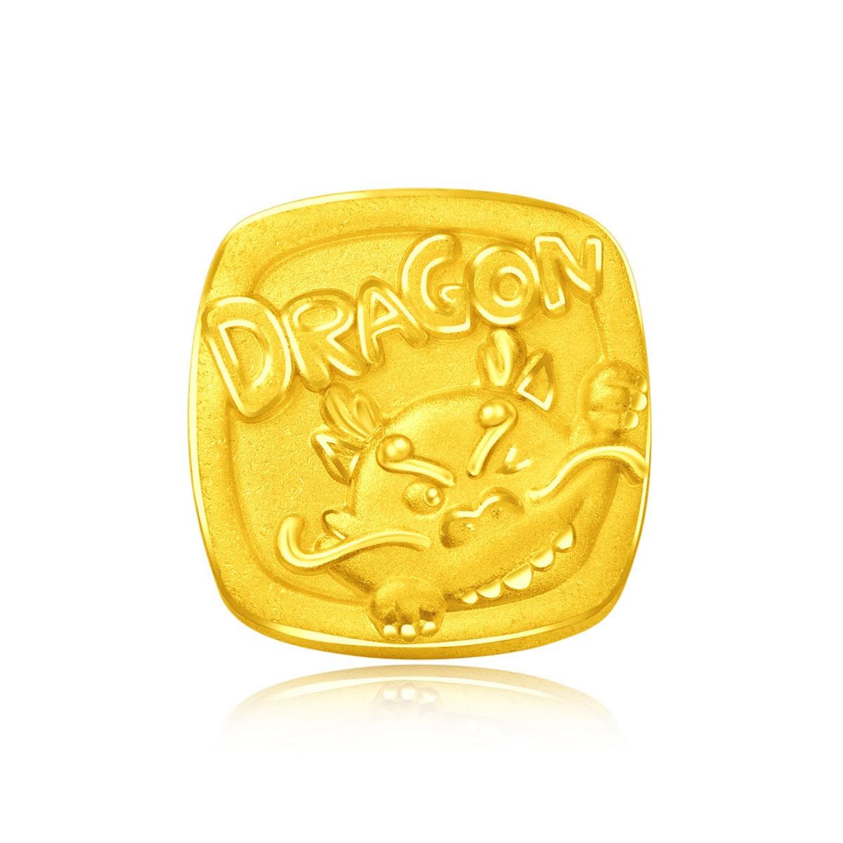 CHOW TAI FOOK 999 Pure 24K Gold Year of Dragon Square Dragon Charm
