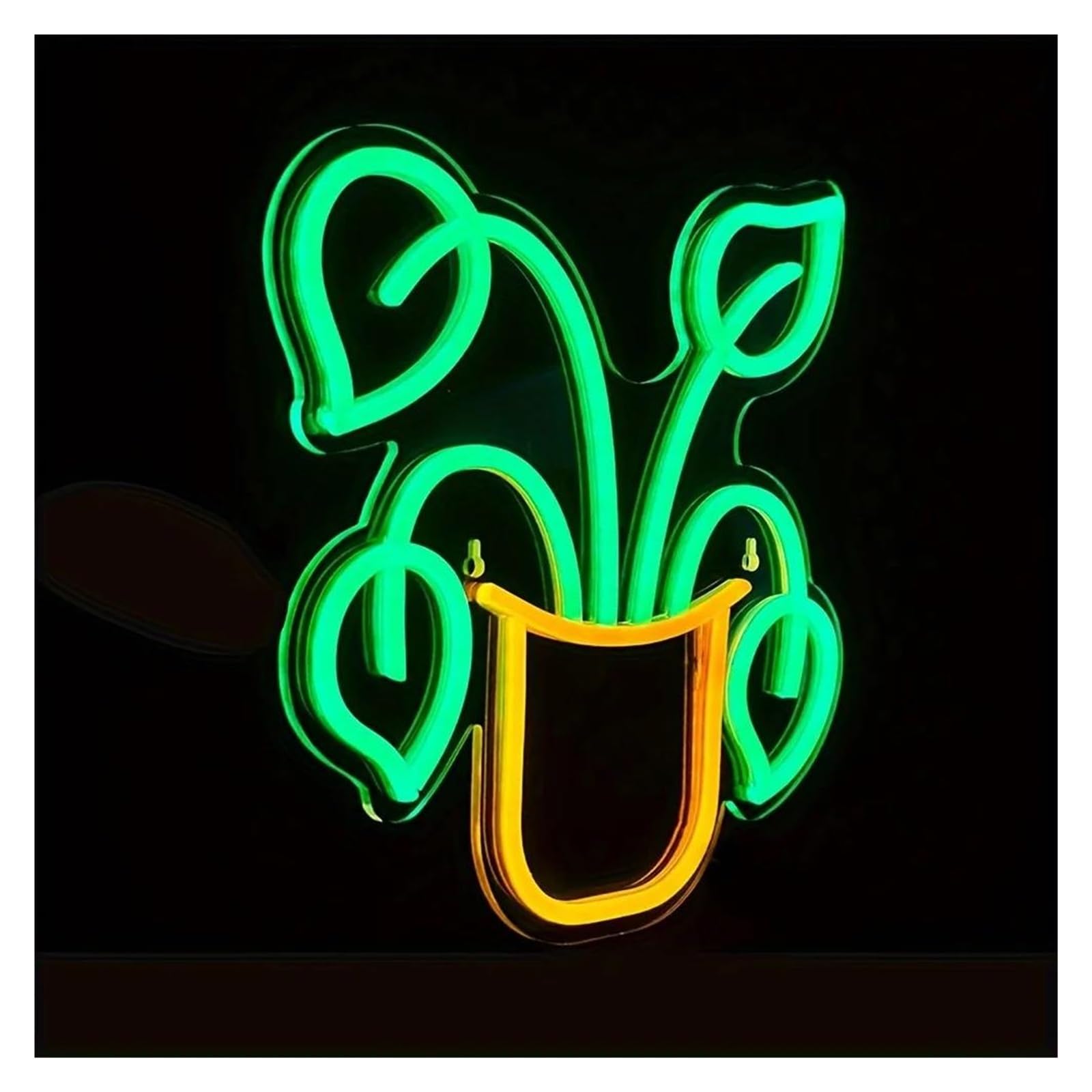 LEMST Sign Lamp Green Plant Neon Sign, Suitable for Hotels, Living Rooms, Game Halls, Parties, Bedrooms 32x32cm