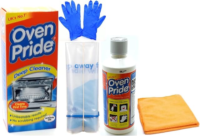 Oven Cleaner - Oven Pride Oven Cleaner - 500 ML Bottle - Bags for Cleaning Oven Racks, Gloves and Instructions Included - Complete Oven Cleaning Kit with Ultra Absorbent Microfibre Cleaning Cloth