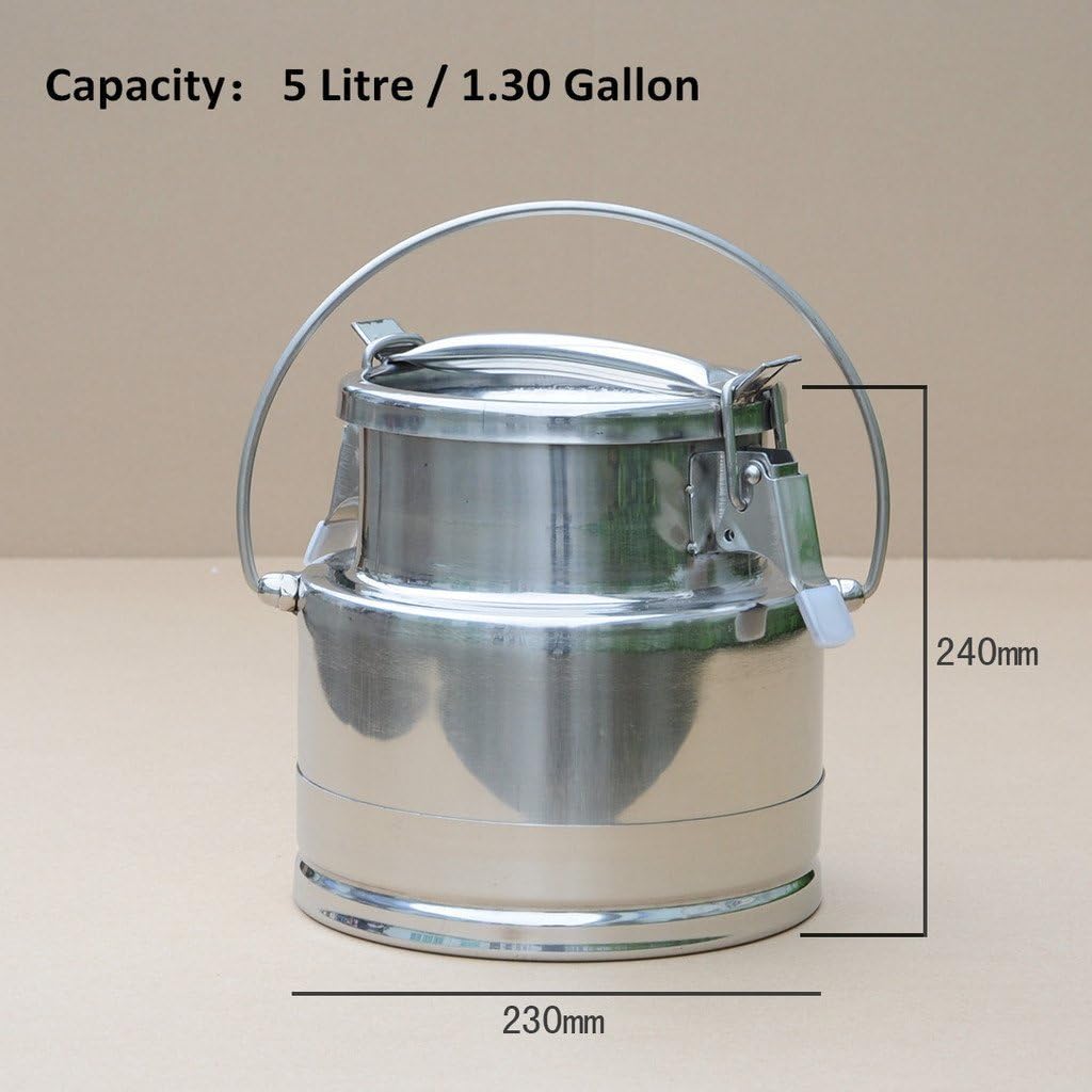 Rhegeneshop Stainless Steel Milk Can Wine Pail Boiler Tote Jug Lid 25 L
