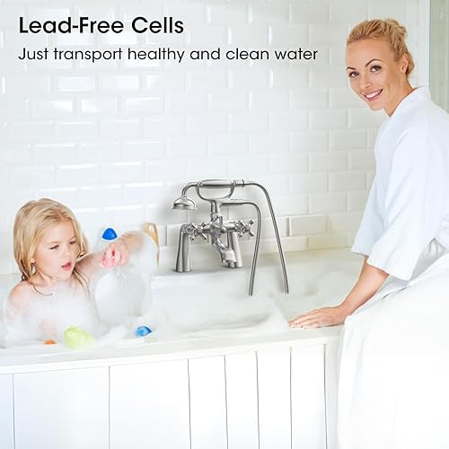 Miniatura 10 de Hanallx Clawfoot - Grifo de bañera de latón con forma de teléfono y ducha de mano