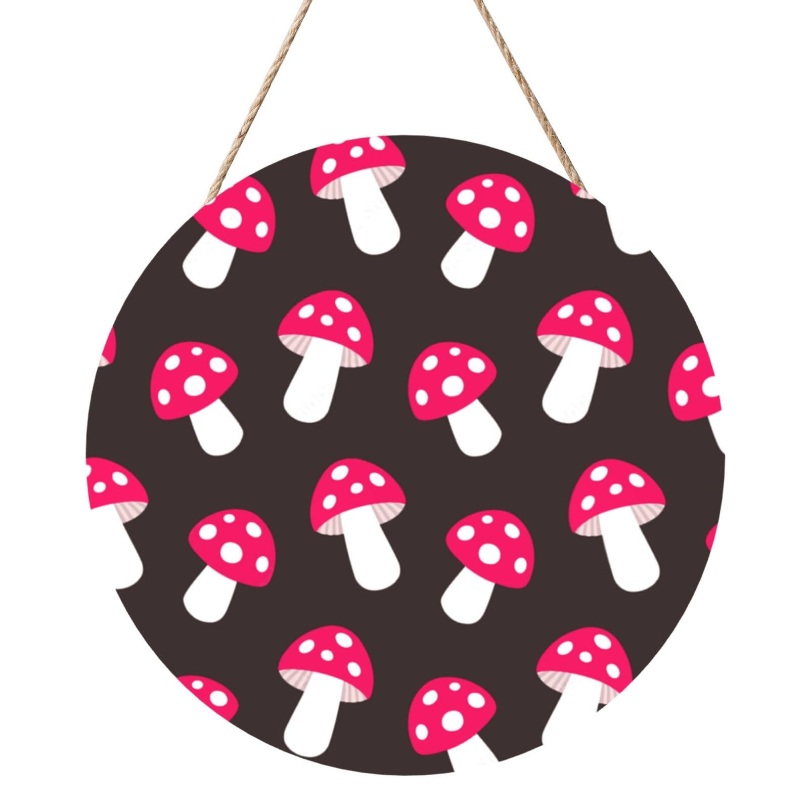 InOmak Mushroom Fungus Pattern, Round Wood Panel Painting 12 in, Wall Hanging Painting For Home