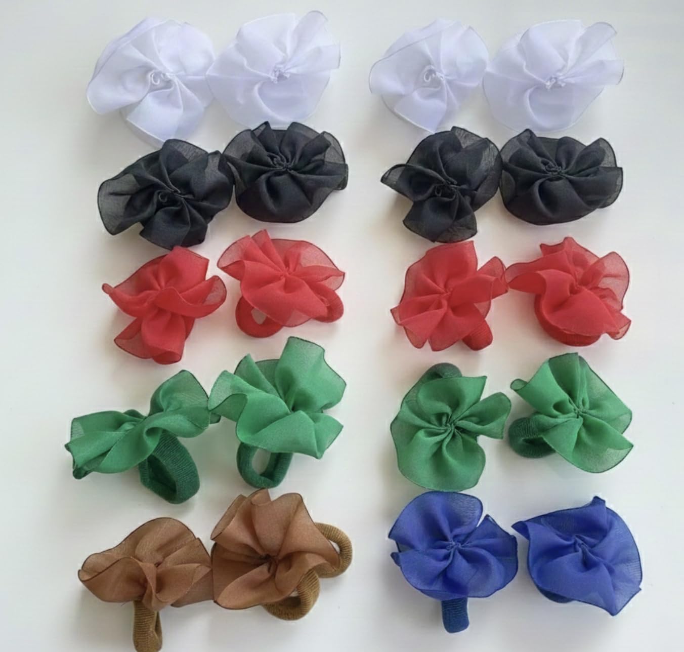 Multicolour Readymade School Ribbon Hair Band Hair Bows Pack of 12 | 6 Colours, Girls Hair Accessories, Bow Design, Elastic Band, School Wear-image-21